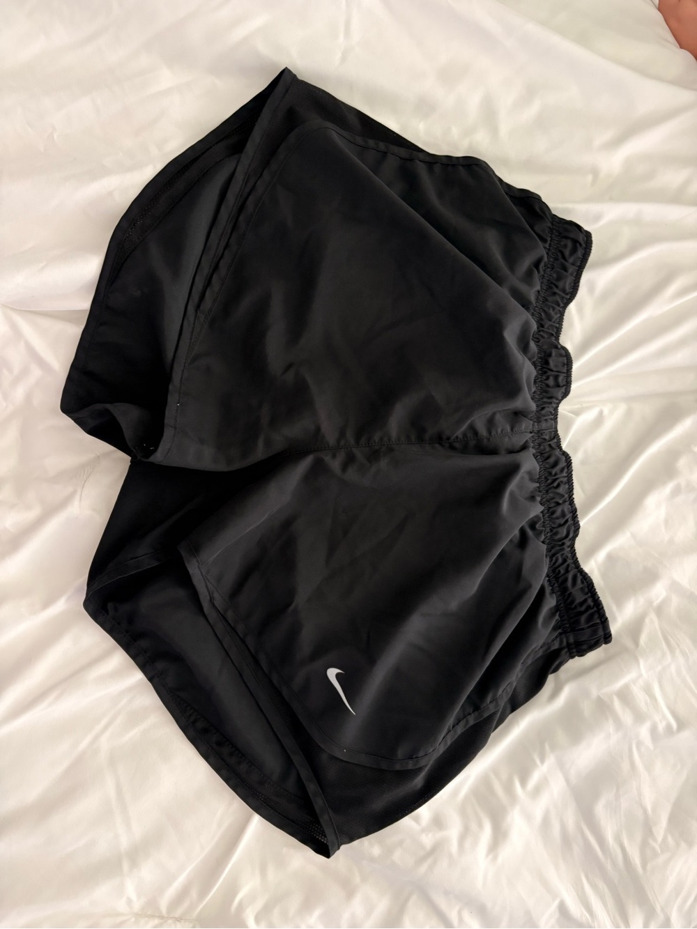 Nike Black Athletic Running Shorts with White Swoosh